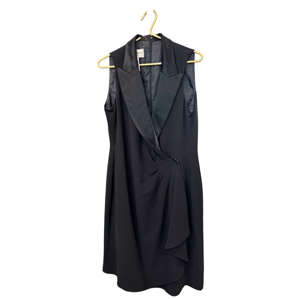 โจ Evan-Picone Silky Collar Faux Wrap Blazer Dress 14 EUC Officecore ๐ผ - Picture 4 of 8